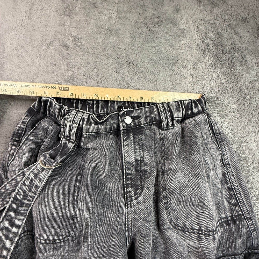 Justify Y2K Cargo Wide Leg Denim Jeans Elastic Waist Womens L Gray - Picture 4 of 8